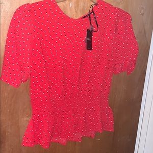 FOREVER 21 Red Woven Top with polka dots